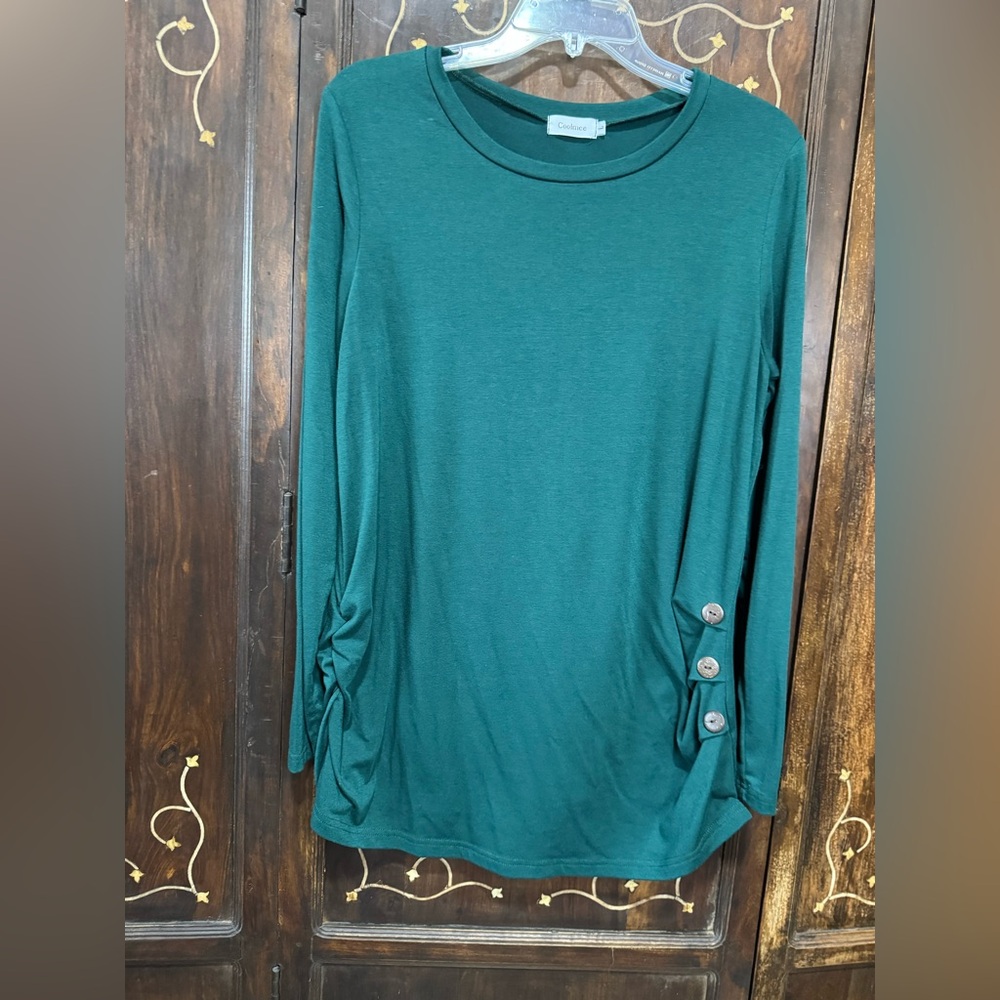 COOLMEE Green Long Sleeve Relaxed Blouse